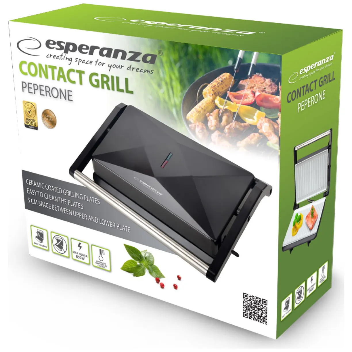 EKG013 Esperanza grill kontaktowy ceramiczny peperone - obrazek 3