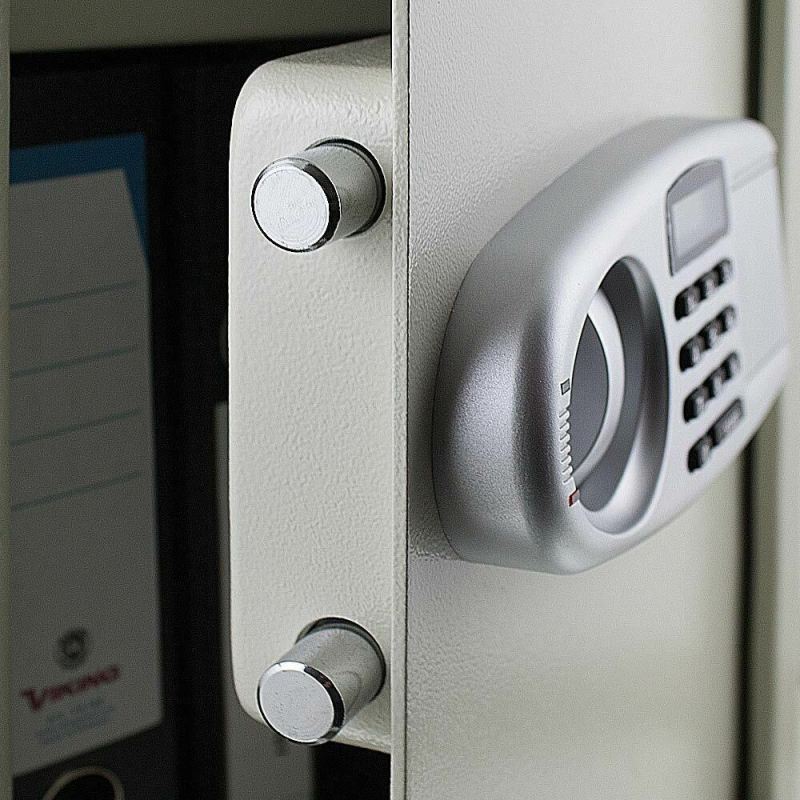 Sejf elektroniczny jasnoszary podwójny zamek regulowana półka - obrazek 2