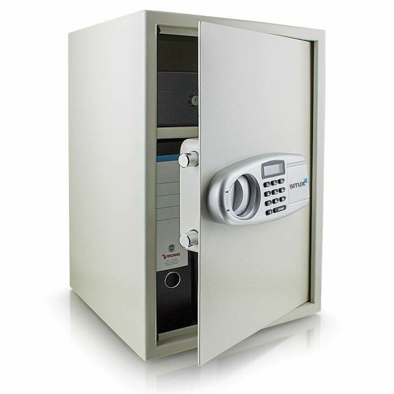 Sejf elektroniczny jasnoszary podwójny zamek regulowana półka - obrazek 4