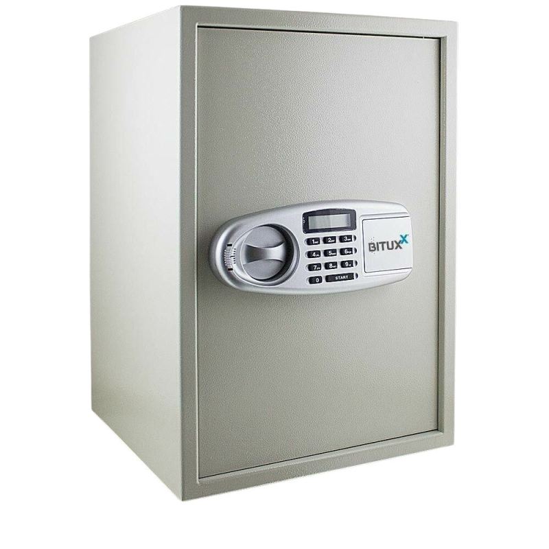 Sejf elektroniczny jasnoszary podwójny zamek regulowana półka - obrazek 5