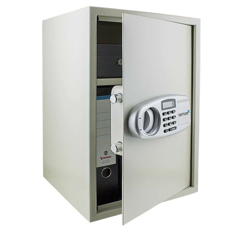 Sejf elektroniczny jasnoszary podwójny zamek regulowana półka - obrazek 6