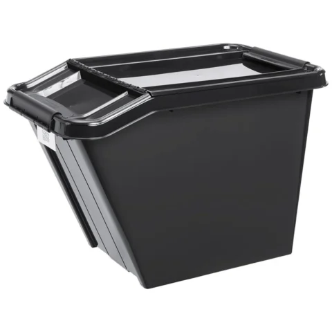 Pojemnik z pokrywą PlastTeam ProBox Recycle QR 58L pochyły czarny