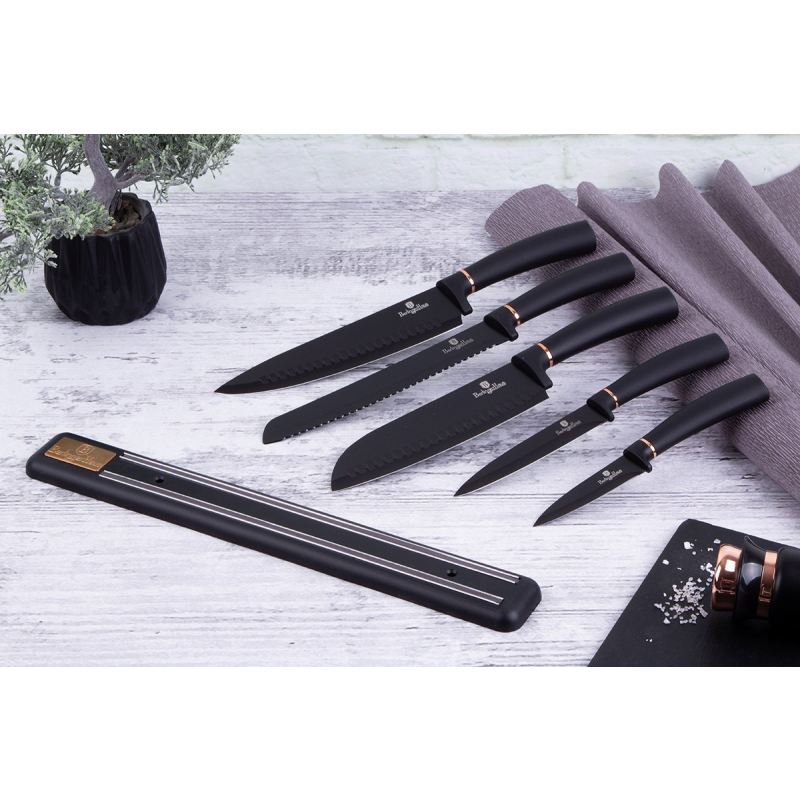 ZESTAW 5 NOŻY KUCHENNYCH Z LISTWĄ BERLINGER HAUS BH-2535 BLACK ROSE - obrazek 5