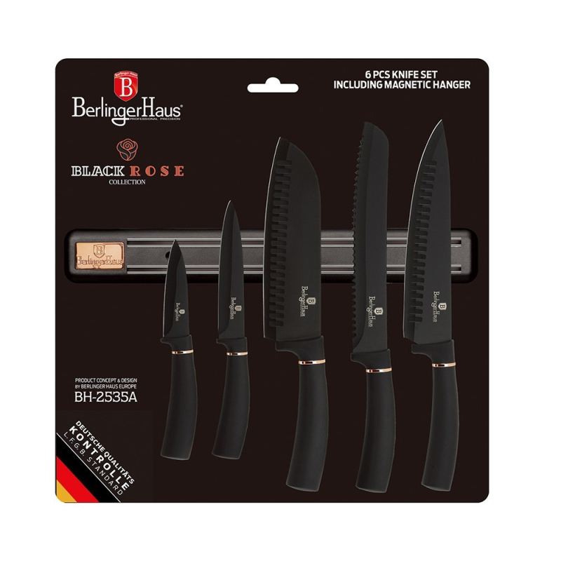 ZESTAW 5 NOŻY KUCHENNYCH Z LISTWĄ BERLINGER HAUS BH-2535 BLACK ROSE - obrazek 6