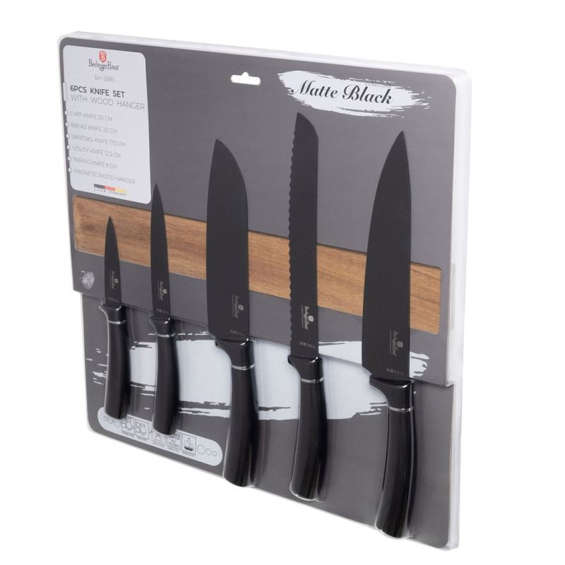 ZESTAW 5 NOŻY KUCHENNYCH Z LISTWĄ BERLINGER HAUS BH-2885 MATTE BLACK - obrazek 2
