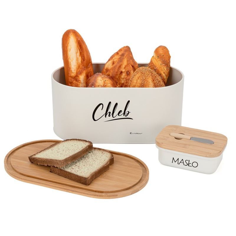 CHLEBAK STALOWY + MASELNICZKA Z NOŻYKIEM E-6022 - obrazek 3