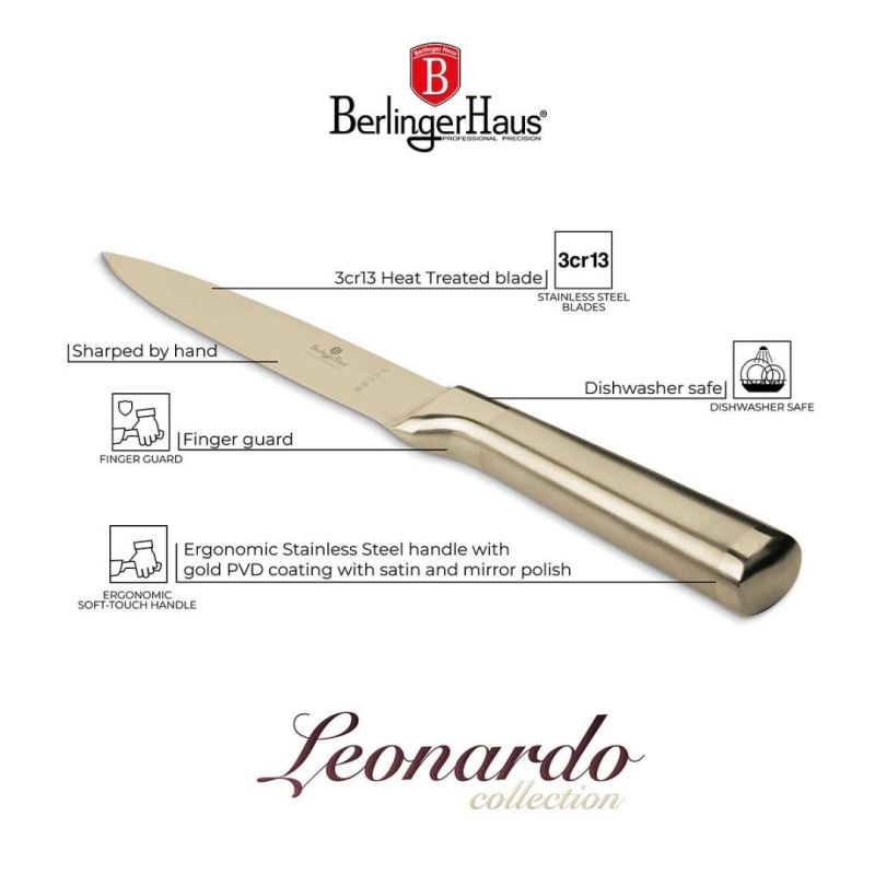 STALOWY NÓŻ UNIWERSALNY BERLINGER HAUS 12,5cm BH-2932 GOLD - obrazek 3