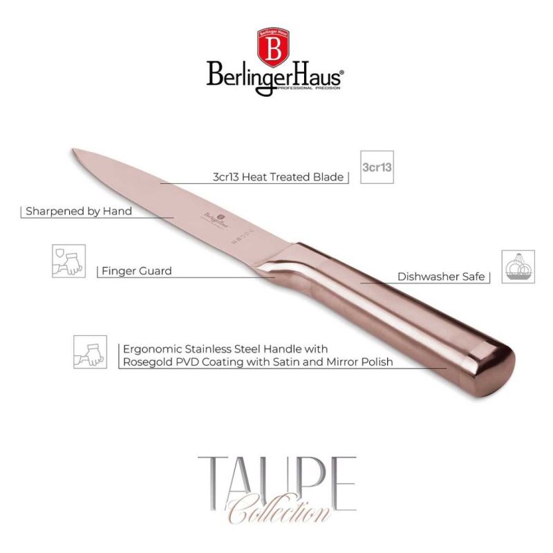 STALOWY NÓŻ UNIWERSALNY BERLINGER HAUS 12,5cm BH-2938 ROSE GOLD - obrazek 3