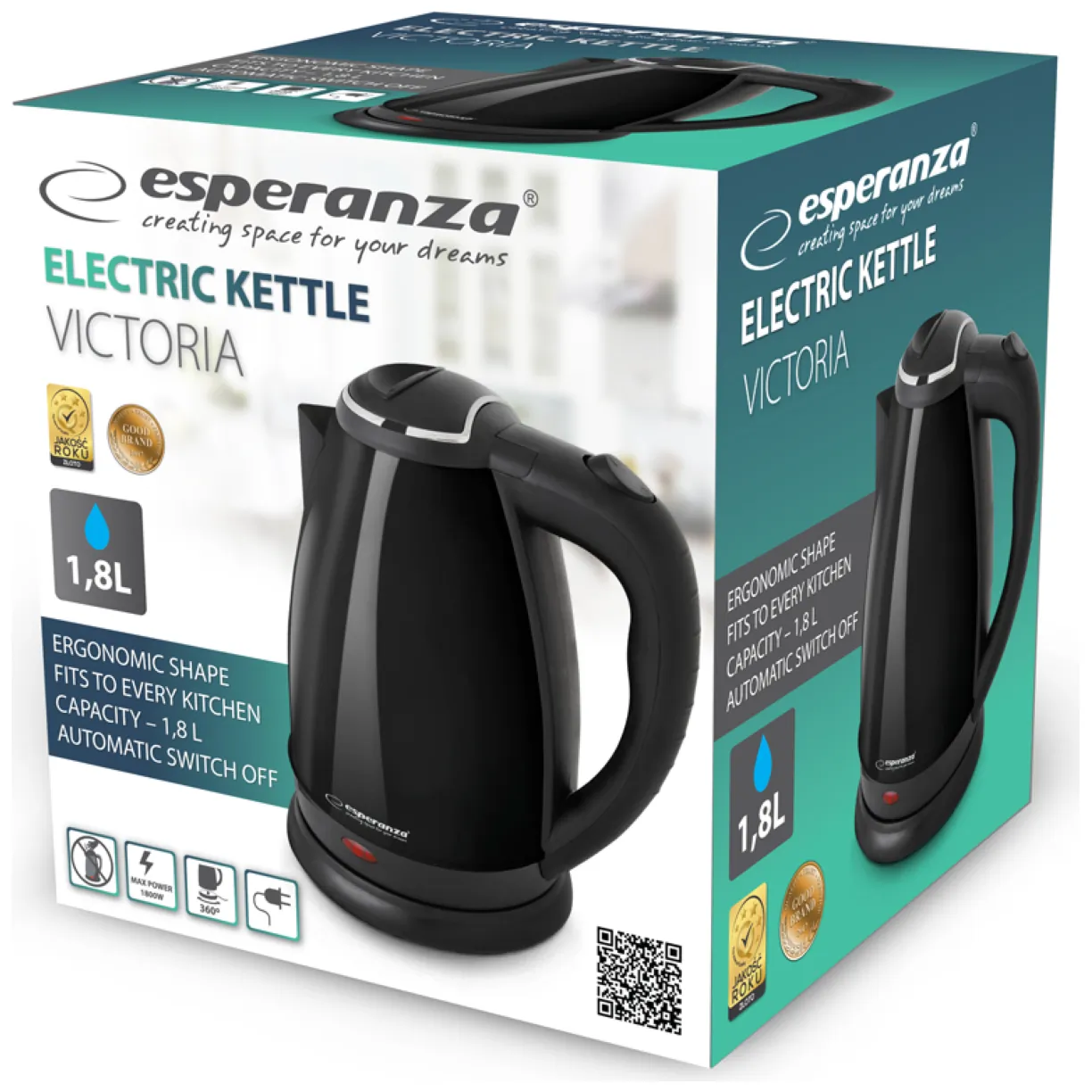 EKK113K Esperanza czajnik elektryczny victoria 1.8 l czarny - obrazek 5