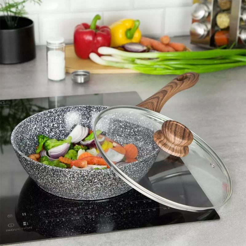WOK GRANITOWY 24cm GRANIT WOOD KINGHOFF KH-1583 - obrazek 2