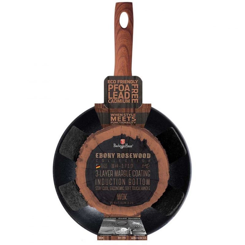 WOK GRANITOWY 28cm BERLINGER HAUS BH-1719 EBONY ROSEWOOD - obrazek 2