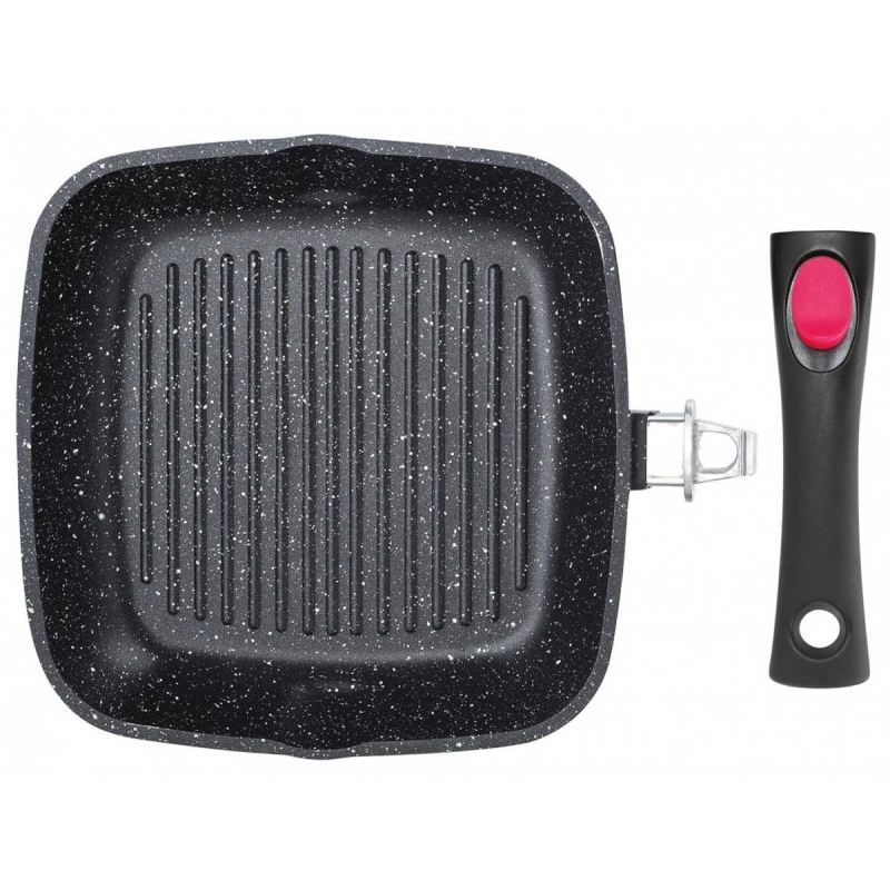 GRILLOWA PATELNIA GRANITOWA 24cm KINGHOFF KH-1510 ODPINANY UCHWYT - obrazek 3
