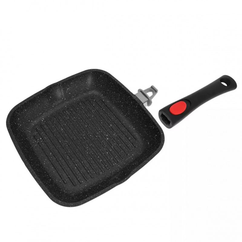 GRILLOWA PATELNIA GRANITOWA 24cm KINGHOFF KH-1510 ODPINANY UCHWYT - obrazek 4