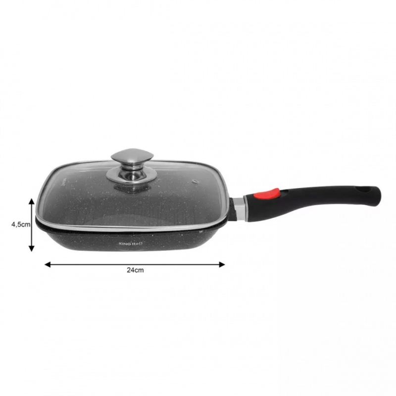 GRILLOWA PATELNIA GRANITOWA 24cm KINGHOFF KH-1510 ODPINANY UCHWYT - obrazek 6