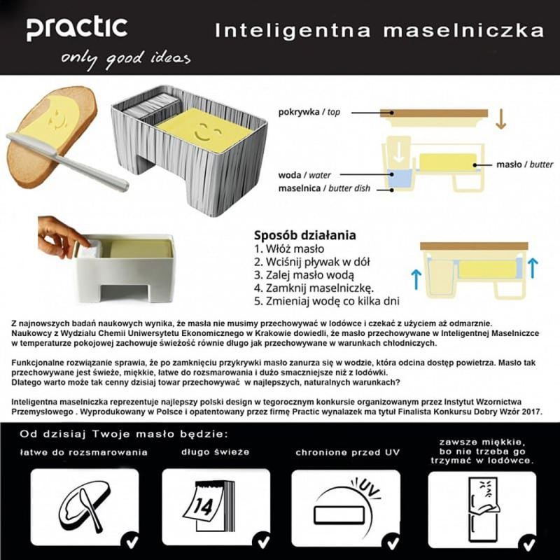 INTELIGENTNA MASELNICZKA WODNA Z NOŻYKIEM BIAŁA - obrazek 5
