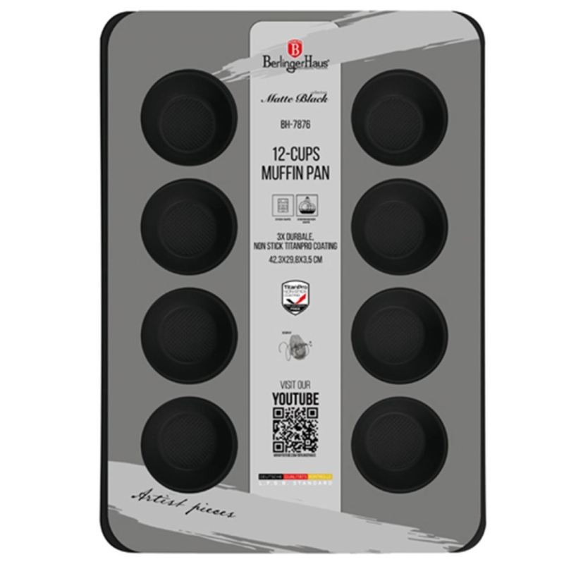 FORMA TYTANOWA DO MUFFINEK BERLINGER HAUS BH-7876 MATTE BLACK - obrazek 3