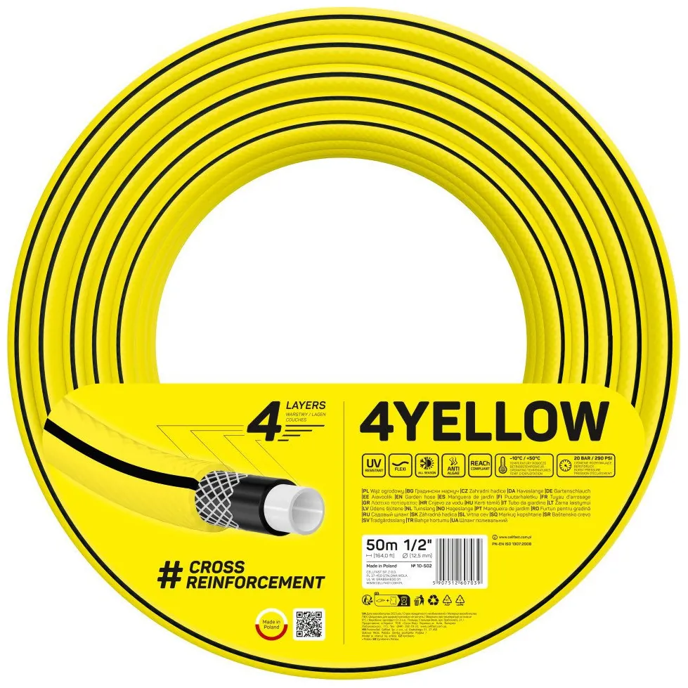 Wąż ogrodowy Cellfast 4YELLOW 1/2" 50m