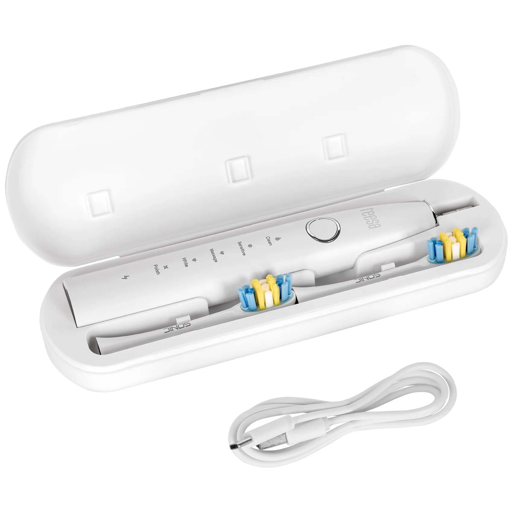 Soniczna szczoteczka do zębów TEESA SONIC 2 biała, 5 trybów pracy, etui podróżne , USB typ C - obrazek 7