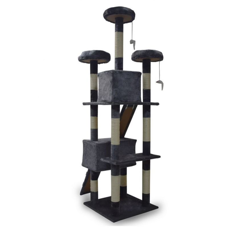 drapak dla kota 170 cm ciemnoszary domek platformy legowisko zabawki sizal - obrazek 3