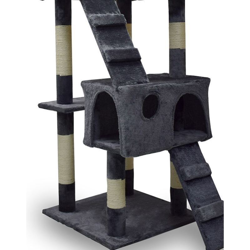 drapak dla kota 170 cm ciemnoszary domek platformy legowisko zabawki sizal - obrazek 5