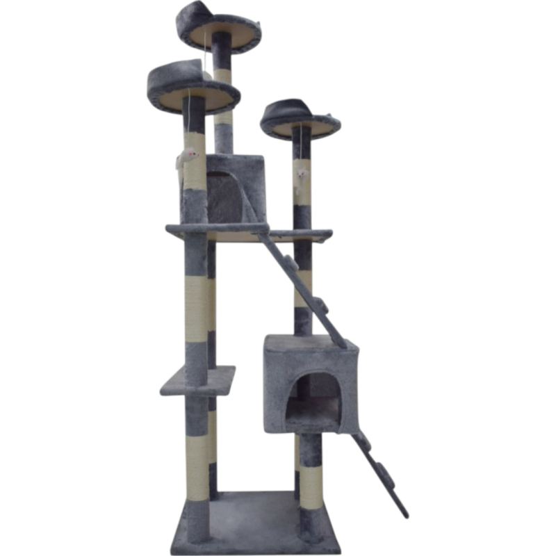 drapak dla kota 170 cm jasno szary domek legowisko sizal zabawki stabilny - obrazek 4