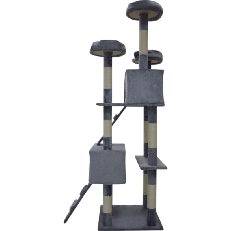 drapak dla kota 170 cm jasno szary domek legowisko sizal zabawki stabilny - obrazek 6