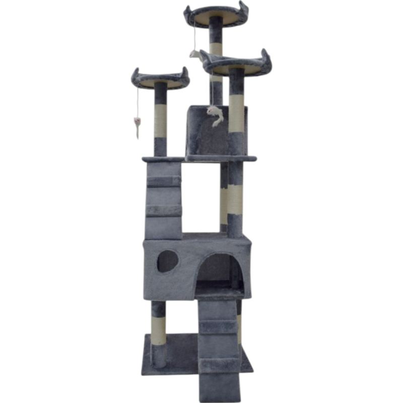drapak dla kota 170 cm jasno szary domek legowisko sizal zabawki stabilny - obrazek 7
