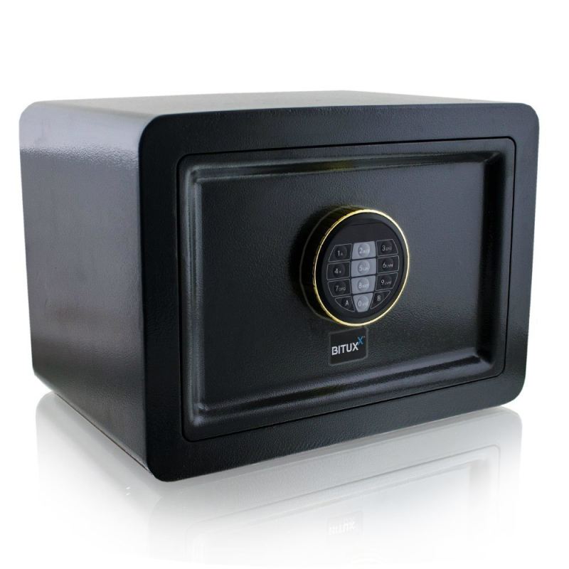 sejf elektroniczny mini bituxx zamek szyfrowy klucz czarny do szafy ścienny - obrazek 2