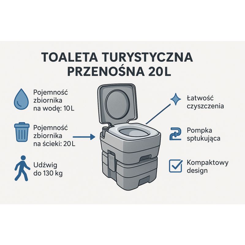 toaleta turystyczna przenośna 20l ze spłuczką do kampera działki namiotu - obrazek 10