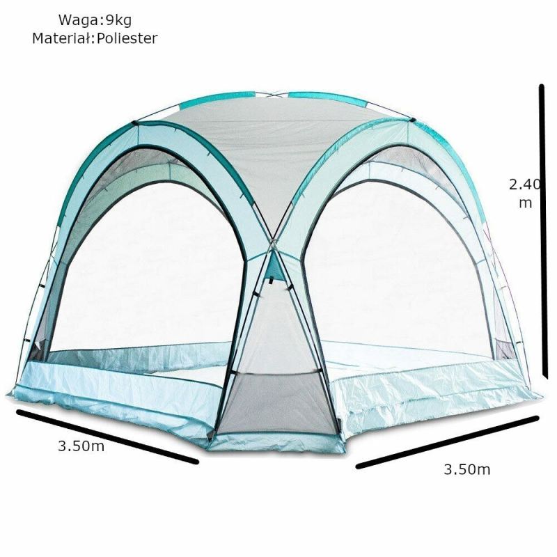 namiot domek ogrodowy 3.5x3.5m błękitny UV ściany moskitiera - obrazek 4
