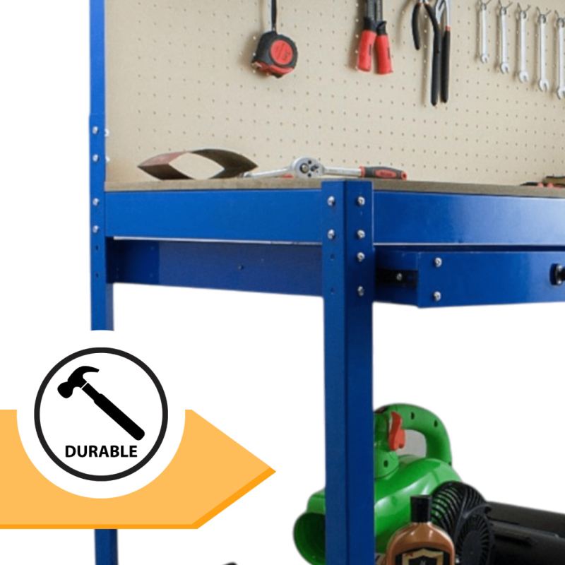 Solidny Stół Warsztatowy z Szufladą Haki Uchwyty 100 kg 115x55 cm Duży blat - obrazek 3