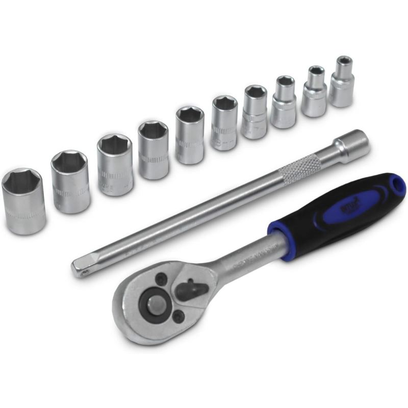 zestaw kluczy nasadowych 12w1 grzechotka 1/4 nasadki 4-13 mm przedłużka - obrazek 9