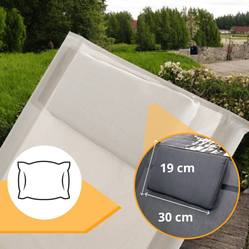 leżak OGRODOWY bujany DESIGNERSKI beżowy textilene 150 kg elegancki na lata - obrazek 4