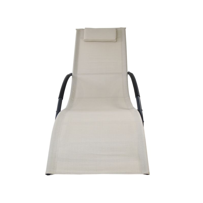 leżak OGRODOWY bujany DESIGNERSKI beżowy textilene 150 kg elegancki na lata - obrazek 8