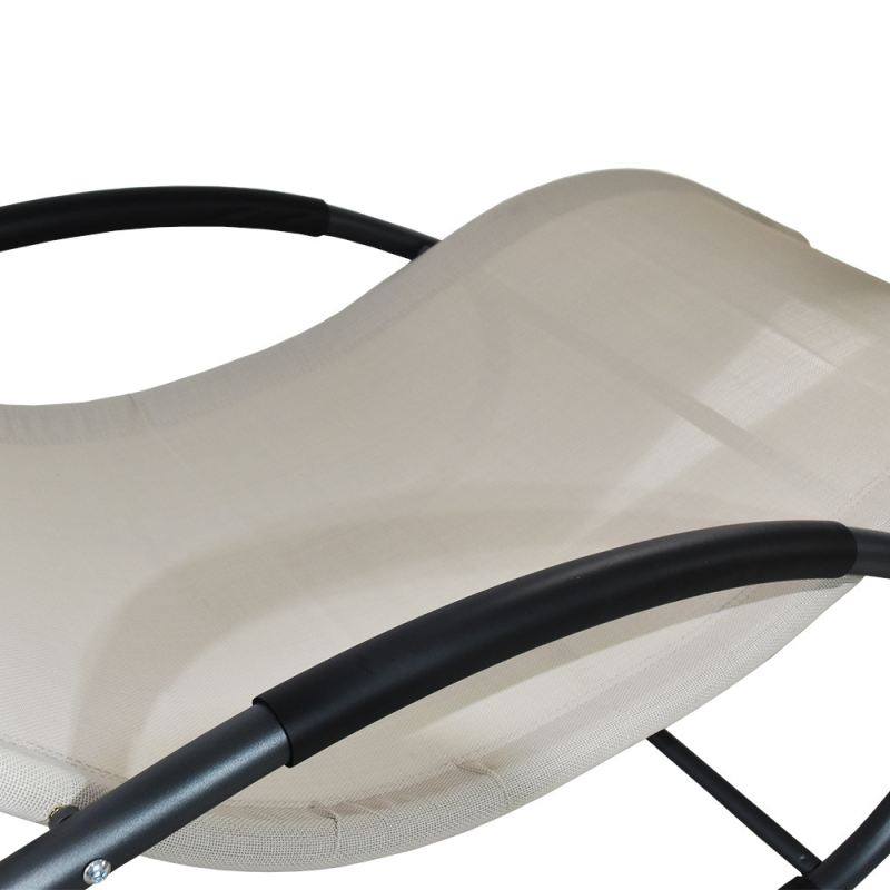 leżak OGRODOWY bujany DESIGNERSKI beżowy textilene 150 kg elegancki na lata - obrazek 10