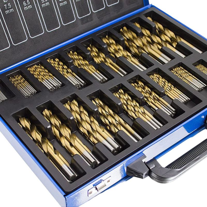 Wiertła kobaltowe 1-10mm 230el tytanowa powłoka skrzynka metalowa - obrazek 3