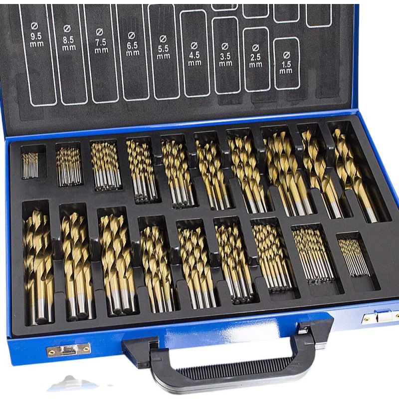 Wiertła kobaltowe 1-10mm 230el tytanowa powłoka skrzynka metalowa - obrazek 6