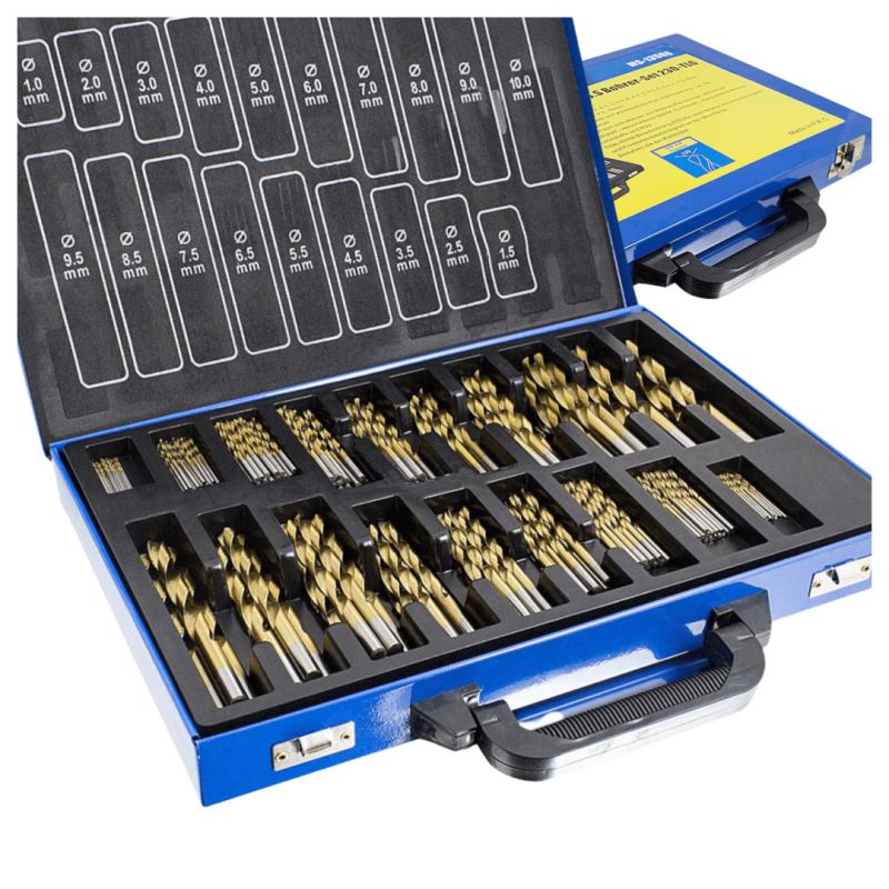 Wiertła kobaltowe 1-10mm 230el tytanowa powłoka skrzynka metalowa - obrazek 8