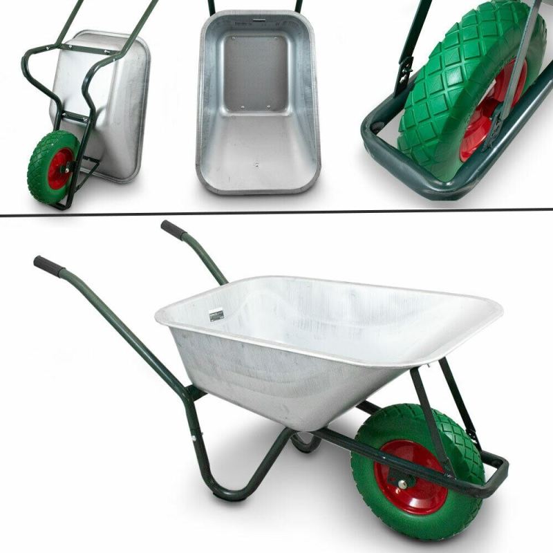 taczka budowlana 100l 250kg z kołem pu 40cm stalowa misa lekka - obrazek 2
