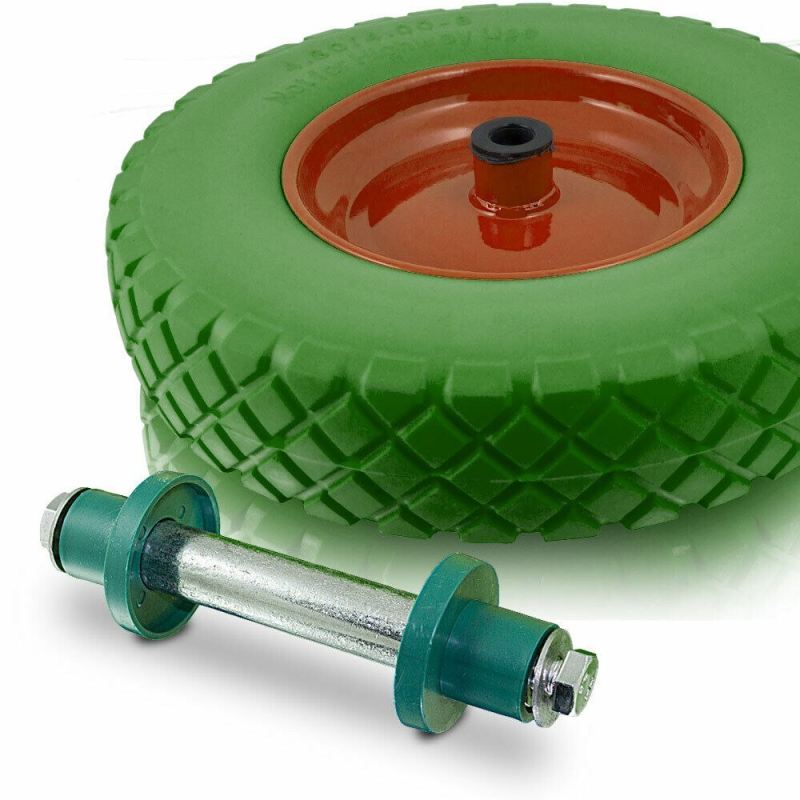 taczka budowlana 100l 250kg z kołem pu 40cm stalowa misa lekka - obrazek 4