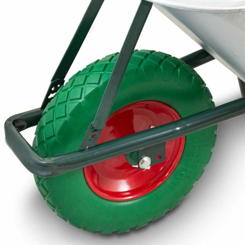 taczka budowlana 100l 250kg z kołem pu 40cm stalowa misa lekka - obrazek 6