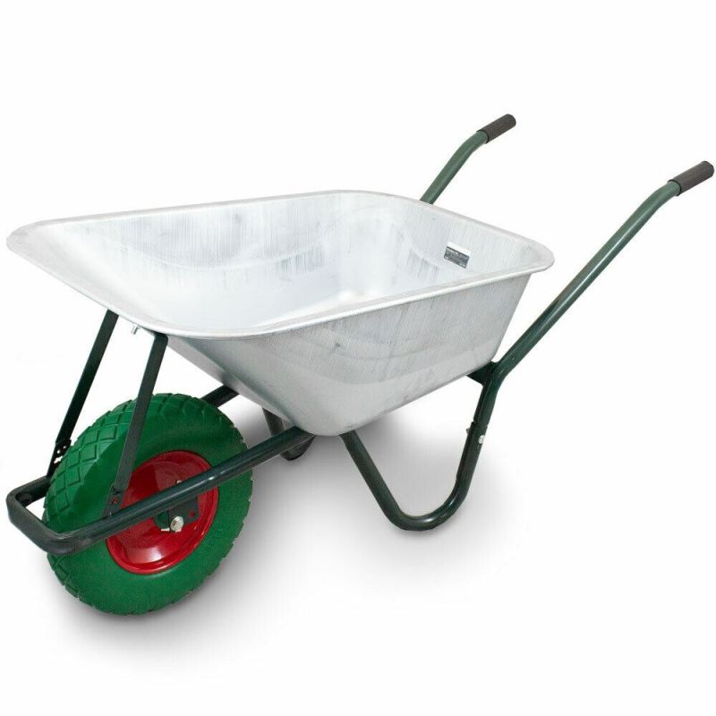 taczka budowlana 100l 250kg z kołem pu 40cm stalowa misa lekka - obrazek 10