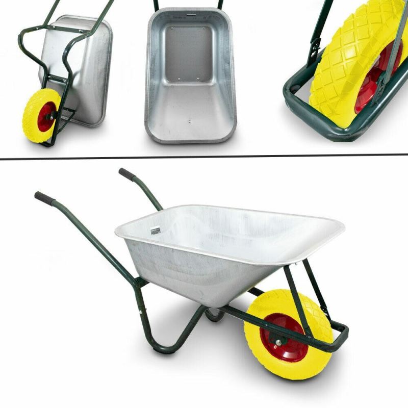 taczka budowlana 100l 250kg stal ocynkowana koło pu pełne wytrzymała - obrazek 3