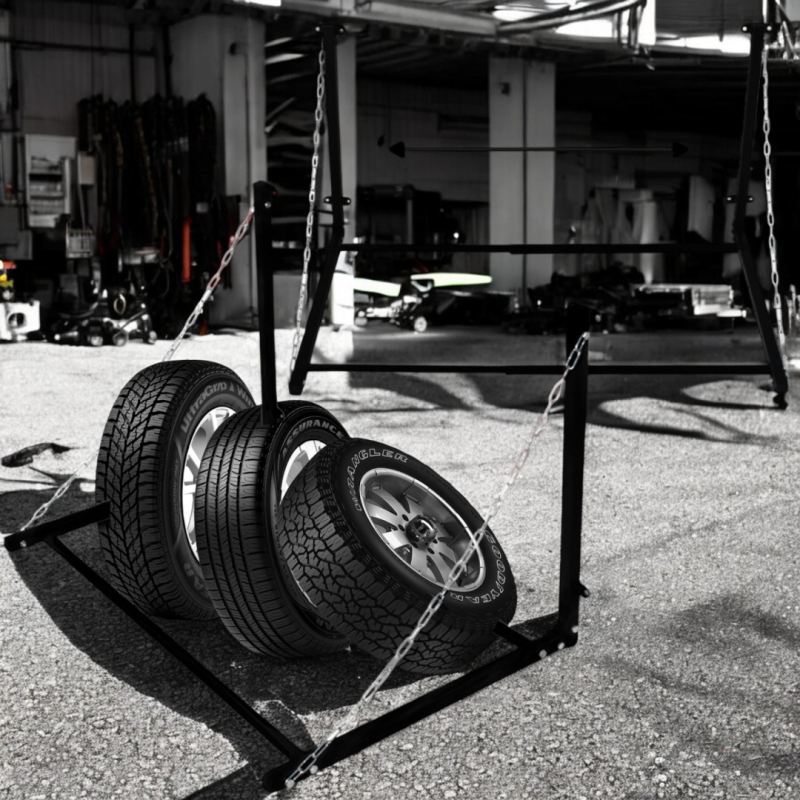 wieszak ścienny na opony koła składany stalowy 130 kg garaż regulowany - obrazek 4