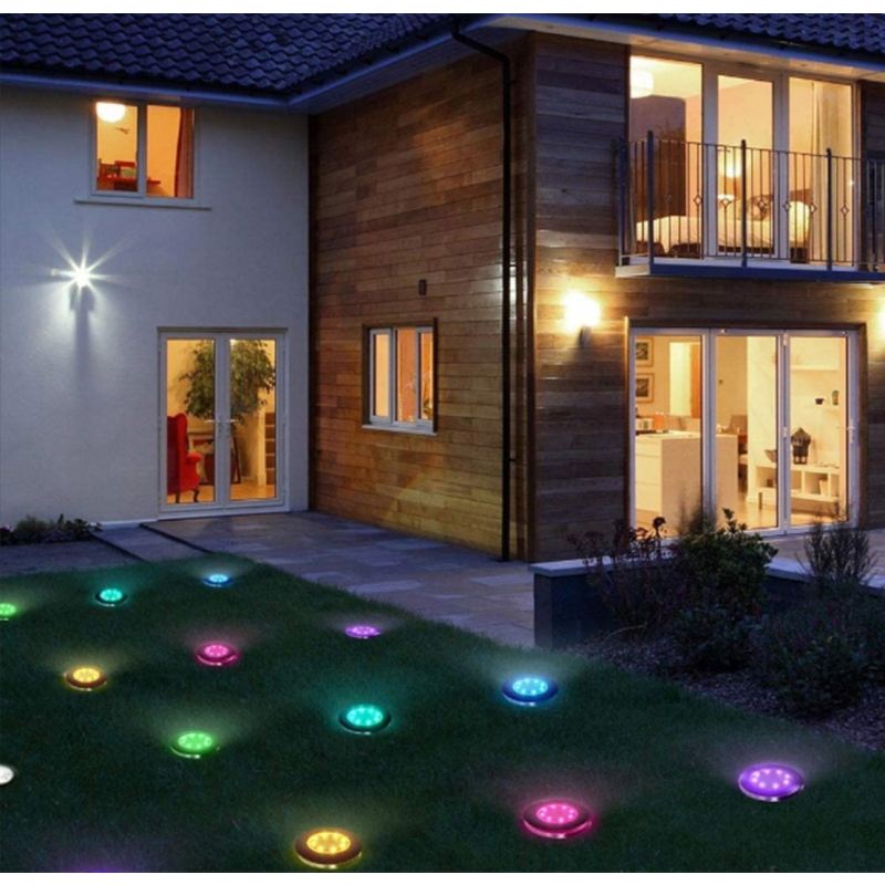 Lampki ogrodowe solar dysk rgb 8 led - obrazek 12