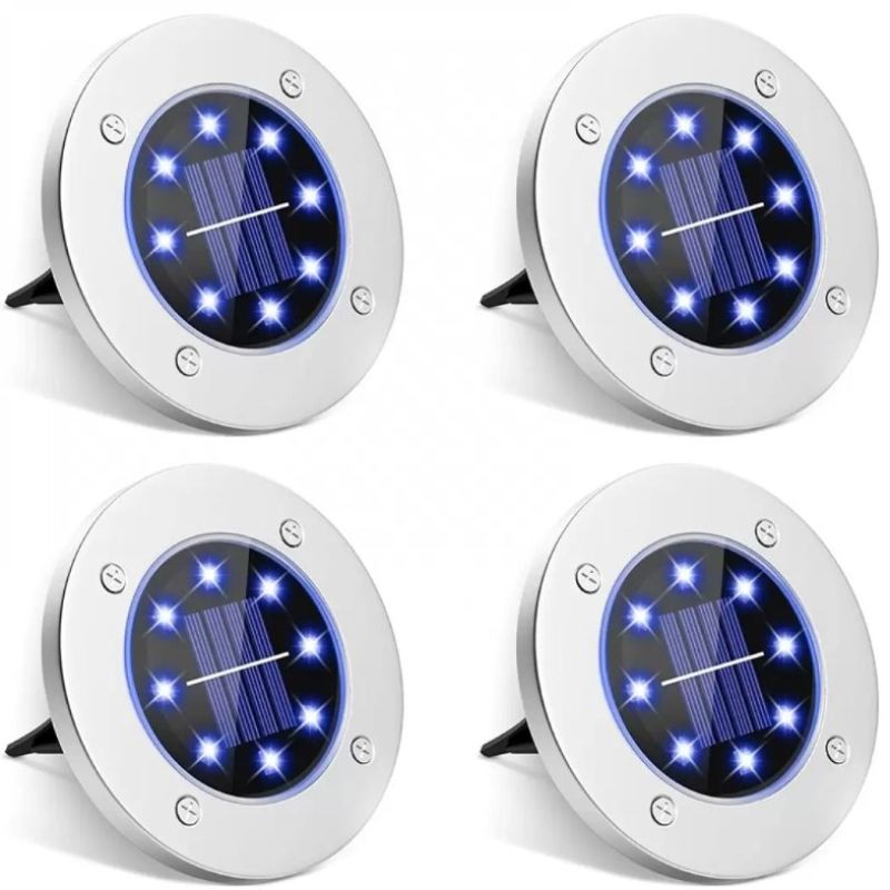 Lampki ogrodowe solar dysk rgb 8 led - obrazek 3