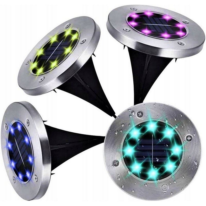 Lampki ogrodowe solar dysk rgb 8 led - obrazek 4
