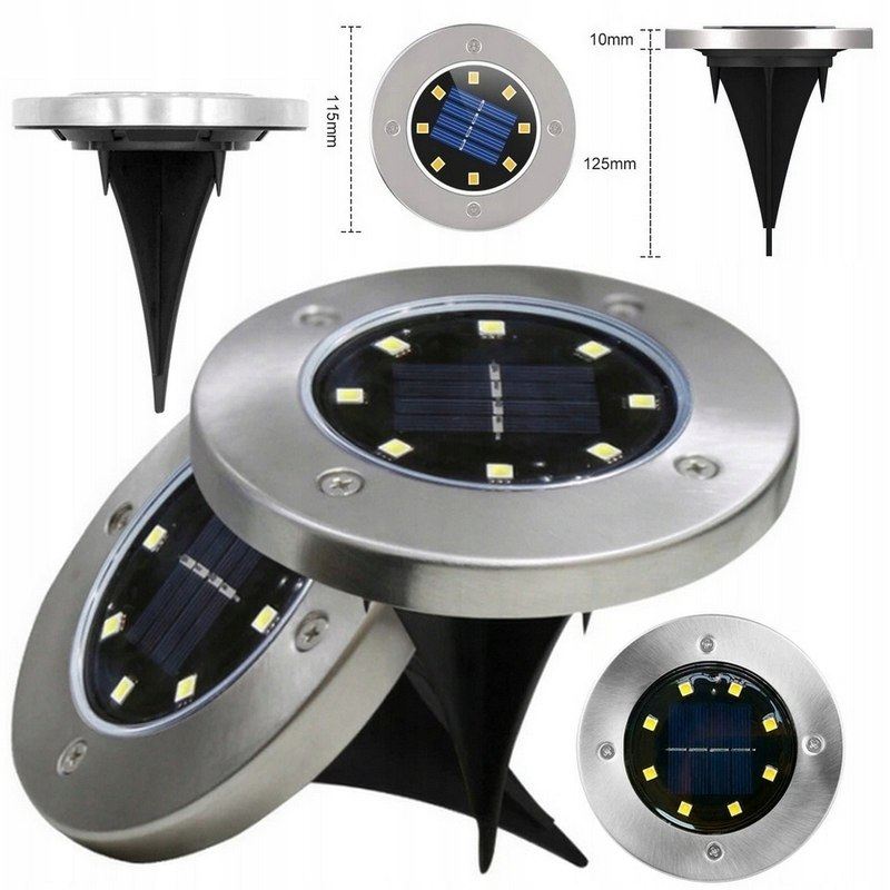 Lampki ogrodowe solar dysk rgb 8 led - obrazek 6