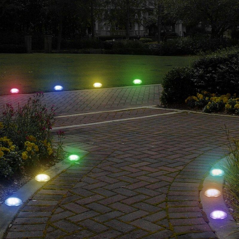 Lampki ogrodowe solar dysk rgb 8 led - obrazek 7