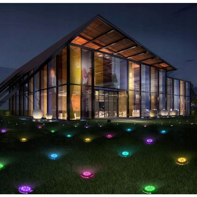 Lampki ogrodowe solar dysk rgb 8 led - obrazek 10